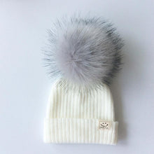 将图片加载到图库查看器，Winter Baby Boy Girl Artificial Pompom Knitted Hat Toddler Kids Caps With Pompon for Newborn
