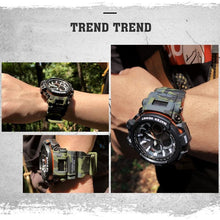 Load image into Gallery viewer, Red Modern Sport  Waterproof 50M Men Watches With LED Digital Display In Military Armi Relogio Masculino Style
