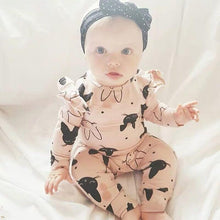 Load image into Gallery viewer, Modern Baby Girls Romper Cartoon Rabbit Pattern Cotton Long Sleeve Jumpsuit+Headband Outfits Set Jumpsuit With  Bow
