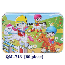 将图片加载到图库查看器，New 60 Pieces Wooden Puzzle Kids Toy Cartoon Animal Wooden Puzzles Child Early Educational Learning Toys for Christmas Gift
