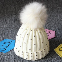 将图片加载到图库查看器，Fashion TrendBaby Girls Lovely Winter Warm Fur kintted Pompom Beanies Cap For Winter In Elegant Style
