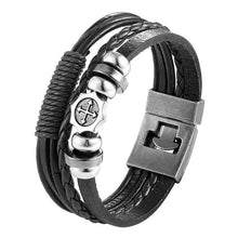 将图片加载到图库查看器，Trendy Modern Jewelry Leather Bracelet Men Braided Multilayer Anchor Bracelets Ladies Rope Chain for Male Jewelry Classic Style
