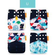 Load image into Gallery viewer, 4PCS/SET Washable Eco-friendly Diaper Ecological Adjustable Nappy Reusable Cloth Diapers Set For Baby and Kids
