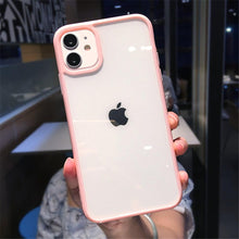 Load image into Gallery viewer, Transparent Shockproof Bumper Phone Case For iPhone 11 12 13 14 Pro Max Mini Cute Candy Color Hard Cover  Luxurious Translucent Case for iPhone
