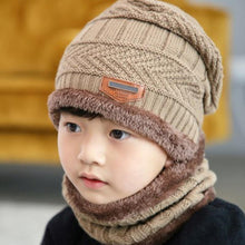Load image into Gallery viewer, Knitted Baby Hats  Cap and Scarf Turban Beanie Cotton Warm Wool Fur Caps Soft Hat For Childern Girl And Boys
