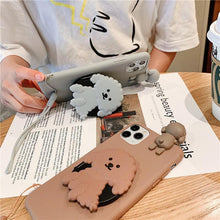 Load image into Gallery viewer, 3D Cute Cartoon Dog Mirror Stand Phone Case For Iphone 13 Pro Max 12 11 Xr X Xs Max 5 6 7plus 8 Plus With Lanyard Cover Soft Durable Silicone Drop Protection Cover For Iphone
