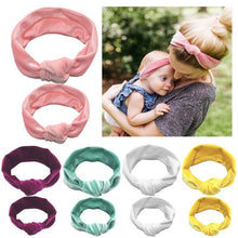 Load image into Gallery viewer, Modern  Mother &amp; Baby Headbands Kids Girl Bow With Rabbit ear Print Floral Hair Bands Parent-Child Hair Accessories
