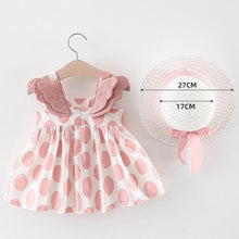将图片加载到图库查看器，Modern Luxury Baby Girl Summer Party Clothing Cherry Dot Princess Dresses Bow Hat Outfits For Girls
