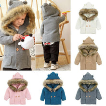 Load image into Gallery viewer, Warm Winter Luxury Newborn Baby Boy Girl Knitted Buttons Hooded Jacket Coat In Modern Design
