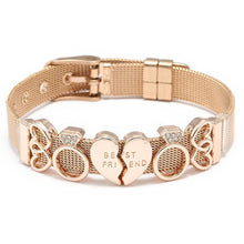 将图片加载到图库查看器，Fashion Stainless Steel Woman and Men Bracelet Mesh Bracelet Set Crystal Heart Anchor Charm Fine Bracelet Bangle For Female Lover

