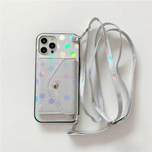 Load image into Gallery viewer, Luxury Little Dots Wallet Shoulder Strap Phone Case For iPhone 14 14Pro Max 13 12 Mini 11 Pro XSXR 7 8 Plus Leather Wallet Case with Card Holder Neck Strap Wrist Strap Pocket Cover
