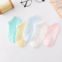 Load image into Gallery viewer, 5 Pairs Thin Combed Cotton Cute Animal Baby Socks Mesh Short Socks For Newborns Boys &amp; Girls

