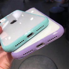 Load image into Gallery viewer, Transparent Shockproof Bumper Phone Case For iPhone 11 12 13 14 Pro Max Mini Cute Candy Color Hard Cover  Luxurious Translucent Case for iPhone

