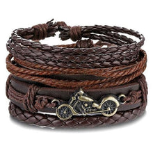 Load image into Gallery viewer, Vintage Black Bead Bracelets For Men Fashion Hollow Triangle Leather Bracelet &amp; Bangles Multilayer Wide Wrap Jewelry For Men and Women
