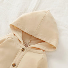 Load image into Gallery viewer, Newborn Clothing Solid Long Sleeve Hooded Button Pockets Romper Winter Warm Jumpsuit for Girls and Boys
