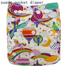 Load image into Gallery viewer, Newborn Cloth Diaper Sewed in Charcoal Bamboo Insert and Suede Pocket Diapers Waterproof Baby Nappies Design for Baby
