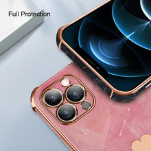 Load image into Gallery viewer, Luxury Shockproof Soft Case For iPhone 13 12 11 Pro Max XS XR X R 8 7 Plus iPhone12 12Pro iPhone11 Marble Texture Covers  Luxury Love Phone Case Cute Side Small Heart Pattern Soft Shockproof Full Lens Case for iPhone

