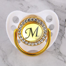 Load image into Gallery viewer, Luxury Glam Crystal White Bling Pacifier 26 Initial Letters Available Handmade Rhinestones Baby Pacifier For Baby
