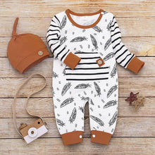 Load image into Gallery viewer, Newborn Baby Clothes Feather Rompers Tops Striped Pants Clothes Outfits Set For Girls And Boys
