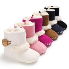 Load image into Gallery viewer, Newborn Infant Baby Snow Boots Winter Warm Cotton Baby Shoes Solid Button Autumn Ankle Bright Colors Boots
