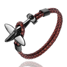将图片加载到图库查看器，Stainless Steel Gold Aviation Airplane Anchor Bracelets For Men and Women In Retro Leather Bracelet Air Force Style Homme Jewelry Style
