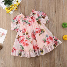 将图片加载到图库查看器，Floral Tulle Dress Kid Baby Girl Flower Puff Sleeve Princess  Wedding Party Pageant Children Dress For All Occasion
