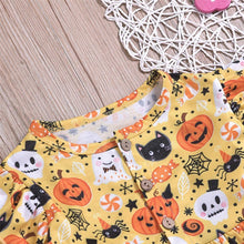 将图片加载到图库查看器，Modern Autmn Colorful Baby Kids Girl Dress For Kids Infant Baby Girls 1-6Years In Hallowen Pumpkin Design Autmn Season
