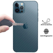 将图片加载到图库查看器，Back Screen Protective Film Carbon Fiber Skin Transparent Screen Guard Sticker Carbon Fiber Transparent Film For iPhone 14 13 12 Mini 11 Pro X XR XS Max SE3 7 8 Plus Phone Back Screen Protector Sticker
