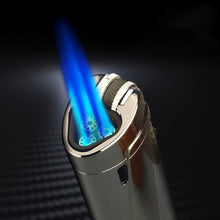将图片加载到图库查看器，NEW Modern Luxury Grinding Wheel Three Torch Turbo Lighters For Cigarettes Accessories Cigar Smoking Lighters New Metal Design
