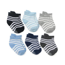 将图片加载到图库查看器，6 Pairs Cotton Baby 's Non-slip Boat Low Cut Floor Socks With Rubber Grips For Boys &amp; Girls Sock
