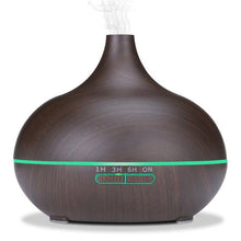 Load image into Gallery viewer, 550ml Aromatherapy Essential Oil Diffuser Wood Grain Remote Control Ultrasonic Air Humidifier Cool Mister with 7 Color LED Light Baby Bedroom, Waterless Auto Shut-Off, 7 Colors Lights Changing
