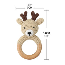 Load image into Gallery viewer, BPA Free Baby Wooden Teether Crochet Rattle Toy for Newborns
