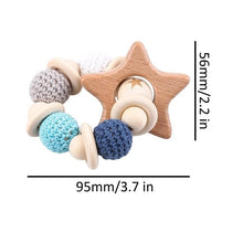 Load image into Gallery viewer, Wooden Teether Hedgehog Crochet Beads Wood Crafts Ring Engraved Bead Baby Teether Wooden Toys For Kids Rattle
