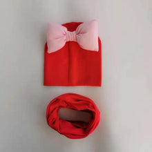 Load image into Gallery viewer, infant Baby Hat Girl big bow Butterfly Knot Cap cotton Collar Scarf set hat for girls baby

