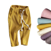 将图片加载到图库查看器，Baby Boys Girls Solid Leggings Toddler Ribbed Pants Little Boy Casual Pants Kids Trousers

