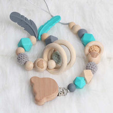 将图片加载到图库查看器，Modern Wood Pacifier Clip Chain Holder Nipples Pacifier Clips Pacifier Teether Teething Toy Cartoo Wooden Bracket For Pacifier For Kids
