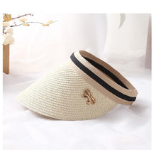 Load image into Gallery viewer, Vintage Women's Sun Hats Handmade Straw Visor Caps Fashionable Adult Sun Beach Top Hats Cute Bowknot Design Fashion Summer Women's Casual Caps Straw Hats Parent-Child Summer Hat Empty Top Beach Hat
