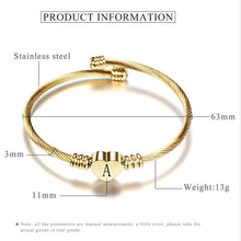 Load image into Gallery viewer, New Fashion Elegant Girls Gold Color Luxury Stainless Steel Heart Bracelet Bangle With Letter Fashion For Woman
