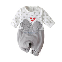 Load image into Gallery viewer, Long Sleeve Cartoon Star Print Romper Infant Elephant Pattern Jumpsuit Keep Warm Clothes For Girls And Boys Kids
