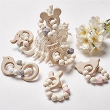 将图片加载到图库查看器，Modern Baby Silicone Wooden  Nursing Bracelets Wood Teether Silicone Beads Teething Wood Rattles Toys for Baby
