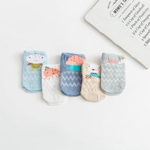 Load image into Gallery viewer, 5 Pairs Thin Combed Cotton Cute Animal Baby Socks Mesh Short Socks For Newborns Boys &amp; Girls
