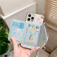 Load image into Gallery viewer, Luxury Little Dots Wallet Shoulder Strap Phone Case For iPhone 14 14Pro Max 13 12 Mini 11 Pro XSXR 7 8 Plus Leather Wallet Case with Card Holder Neck Strap Wrist Strap Pocket Cover
