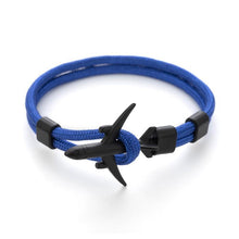 Load image into Gallery viewer, Elegant Modern Fashion Black Anchor Luxury Bracelets For Men And Women Charm Rope Chain Couple Bracelet Metal Airplane Leather Hooks Homme Jewelry
