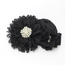 将图片加载到图库查看器，Luxury Modern Handmade Flower Headband Newborn Infant Pearl Flowers With Lace wide Headbands Bebes Hair Accessories Bow
