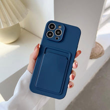 Load image into Gallery viewer, Soft Silicone Card Phone Case for IPhone 13  12 Pro Max Shockproof Protector Cover for IPhone 14 Plus Cases Heavy Duty Solid Slim Lightweight Anti-Shock Cover for iPhone

