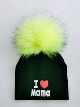 将图片加载到图库查看器，Newborn Cotton Hats Baby Pom Pom Childre Infant Hats For BabY Boys and Girls Wth Printed "I love mama " and " Design
