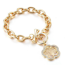 将图片加载到图库查看器，Modern New Fashion Elegant Chain Medalon Bracelet Amazing Luxury Classic Bracelet Women's Gold Bracelets Vintage Tree Of Life
