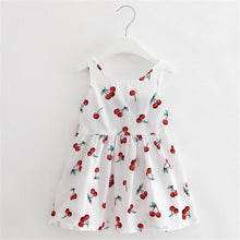 将图片加载到图库查看器，Luxury Modern Summer Girl Dress Children Kids Cherry Dress V-Back Dress Baby Cotton Kids Vest halter dress For Girls
