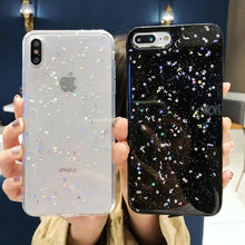 将图片加载到图库查看器，Women Glitter Phone Case For Iphone 8 7 Plus 6 6s Star Clear Soft Cover For Iphone 12 11 Pro X Xr Xs Max Starry Night Non Moving Sparkling Shining Glitter Soft Silicone Case
