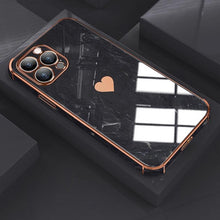Load image into Gallery viewer, Luxury Shockproof Soft Case For iPhone 13 12 11 Pro Max XS XR X R 8 7 Plus iPhone12 12Pro iPhone11 Marble Texture Covers  Luxury Love Phone Case Cute Side Small Heart Pattern Soft Shockproof Full Lens Case for iPhone
